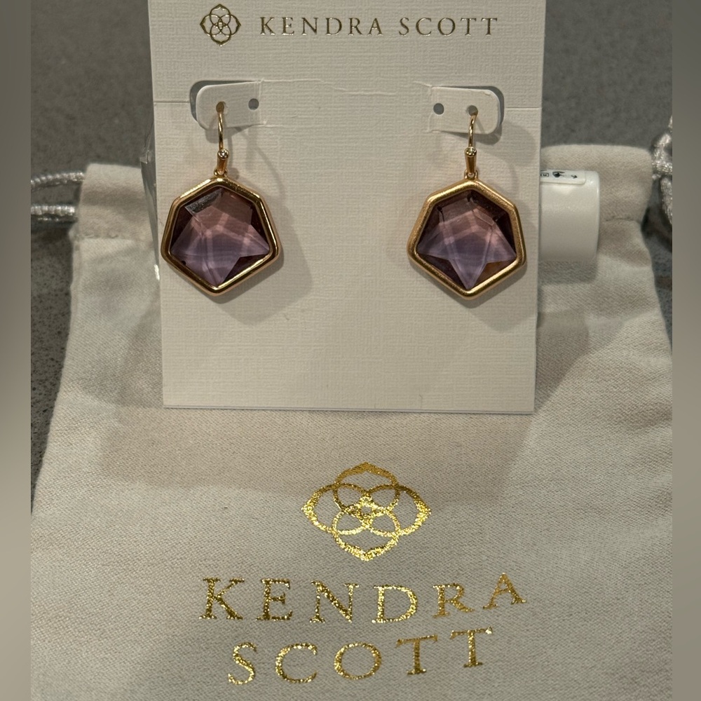Kendra Scott Vanessa Drop Earring in Gold and Purple - Discounted Shipping